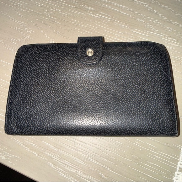 CHANEL Long Wallet Black Caviar Skin Leather CC Authentic - Good - Picture 4 of 14